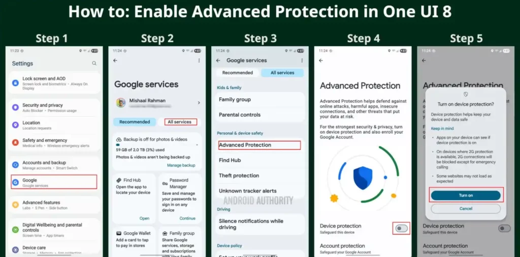 How to enable advanced protection in One UI 8