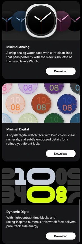 One UI 8 Watch new Watch faces