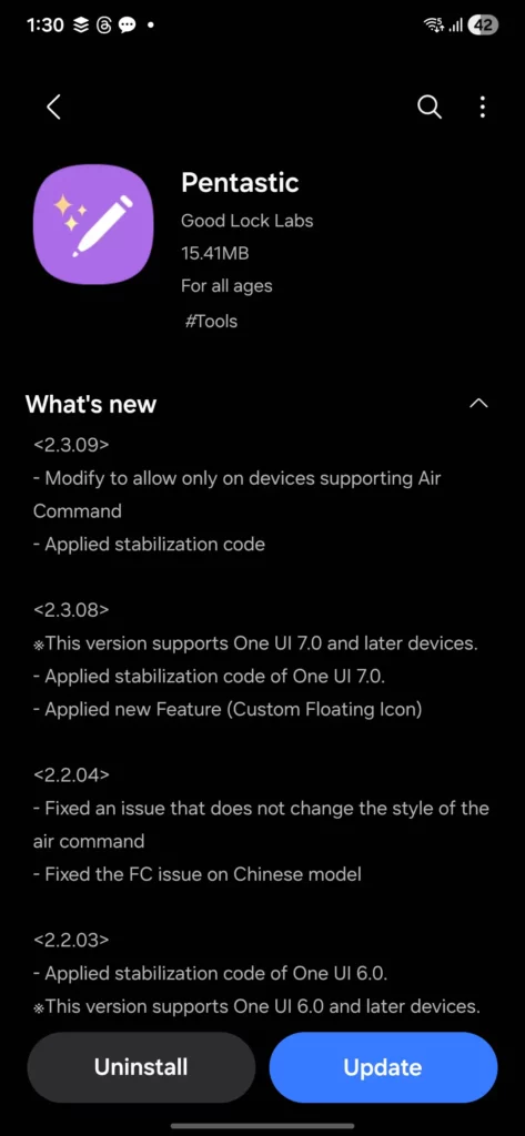 Samsung Pentastic 2.3.09 update