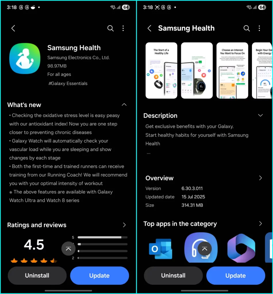 Samsung Heath App 6.30.3.011 Update