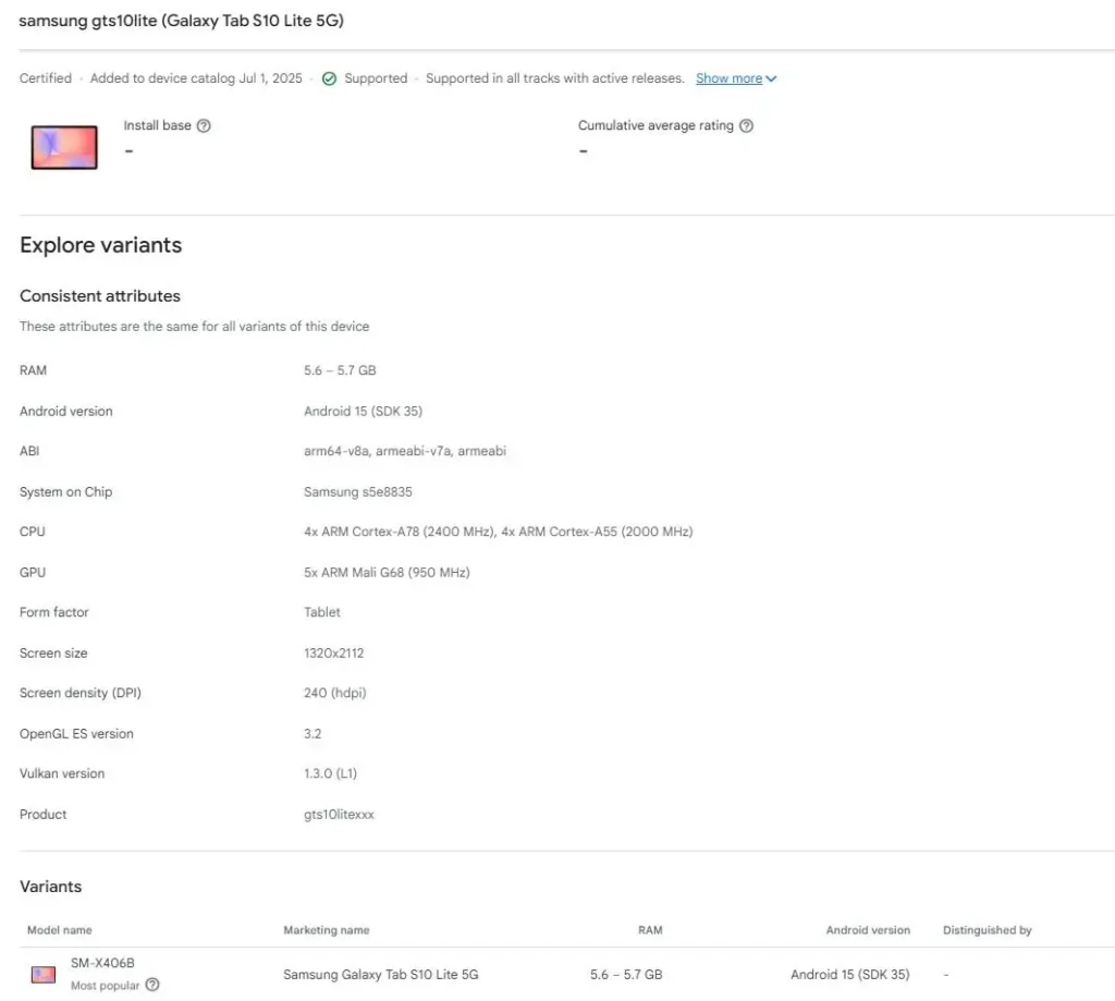 Galaxy Tab S10 Lite Google Search Console