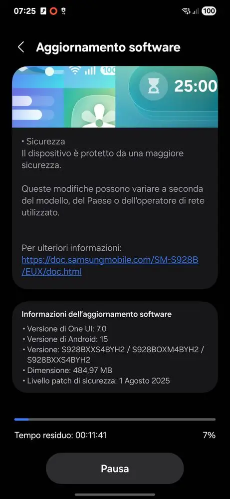Galaxy S24 August 2025 Update in Europe