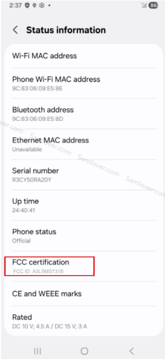 Global Galaxy S25 FE FCC Charging details