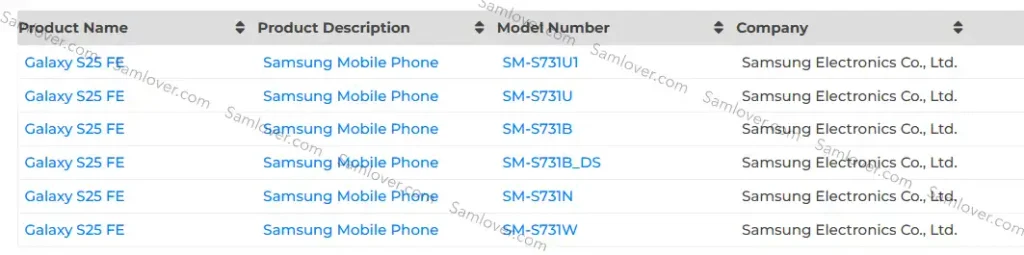 Galaxy S25 FE on Bluetooth SIG