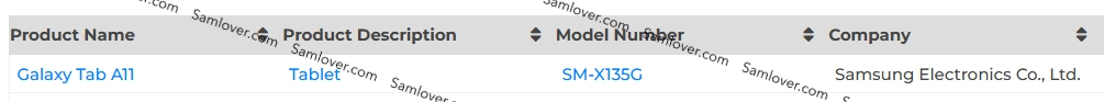 Galaxy Tab A11 listed on Bluetooth SIG