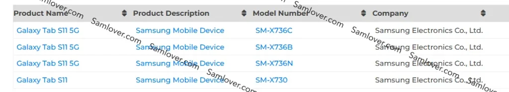 Galaxy Tab S11 on Bluetooth SIG listing