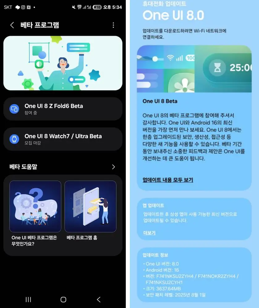Galaxy Z Fold6 and Flip6 One UI 8 Beta in Korea