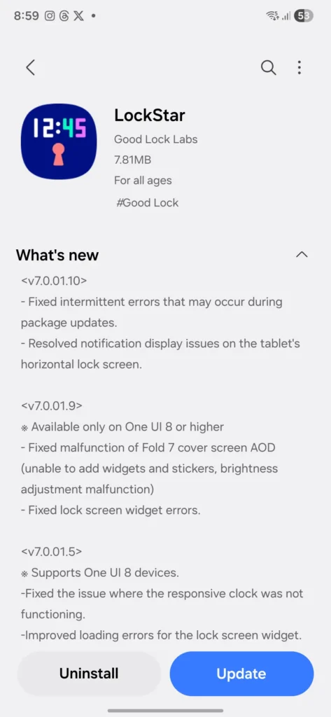 Good Lock LockStar 7.0.01.10 update