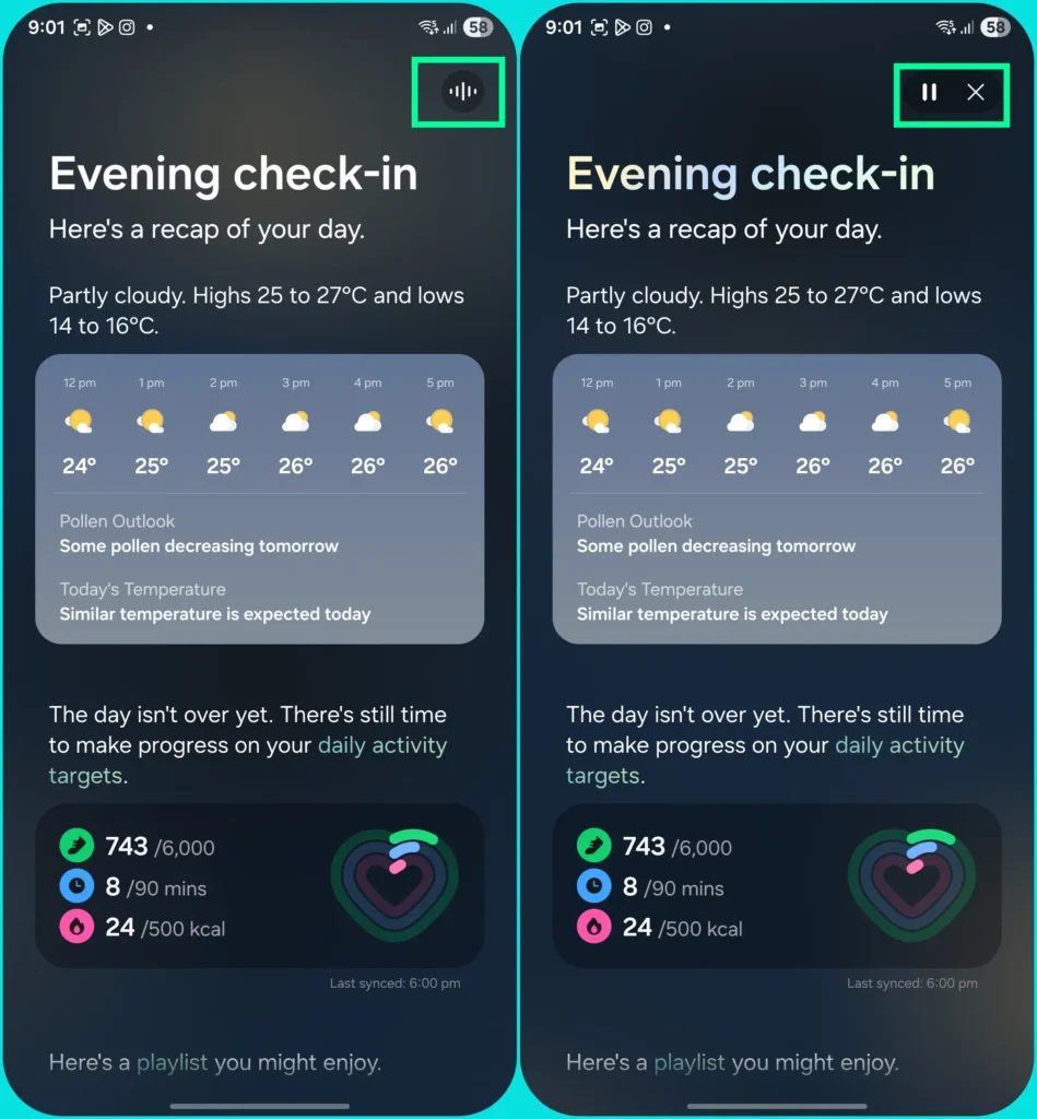 One UI 8 Now Brief Read Aloud