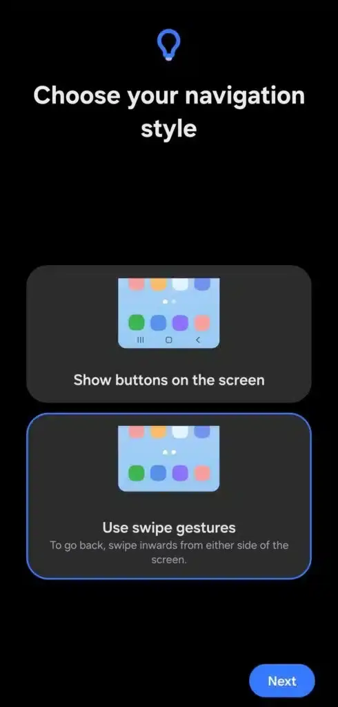 One UI 8 Choose Your Navigation Style