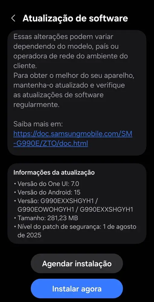 Galaxy S21 FE August 2025 Update