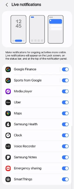 One UI 8 Uber Live Notification
