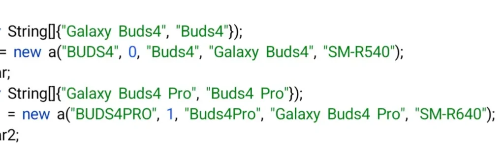 Galaxy Buds 4 Series Leaked Codes