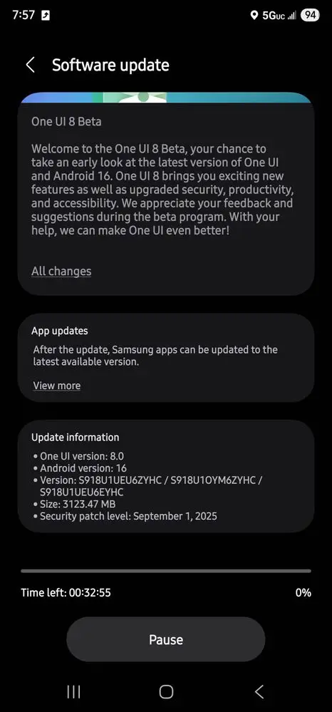 One UI 8 Beta for Galaxy S23 Ultra in the US