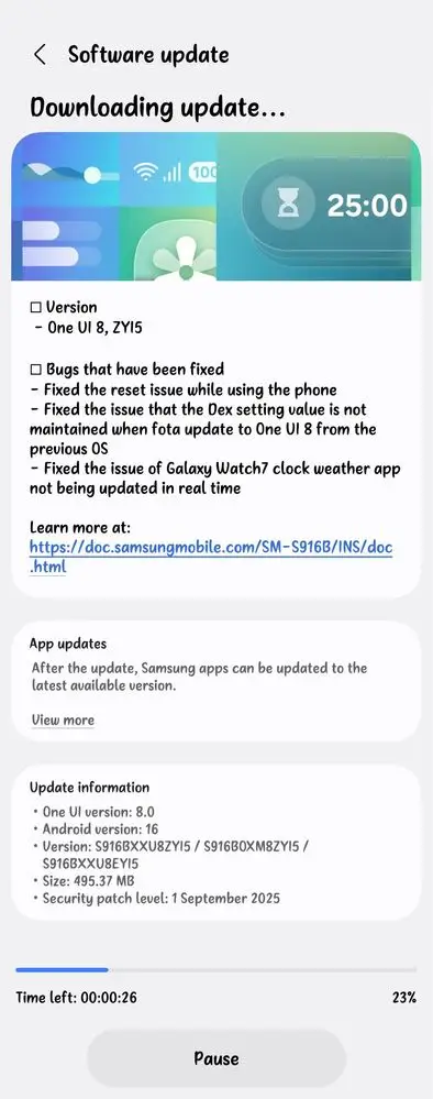 Galaxy S23 One UI 8 Beta 2 India screenshot