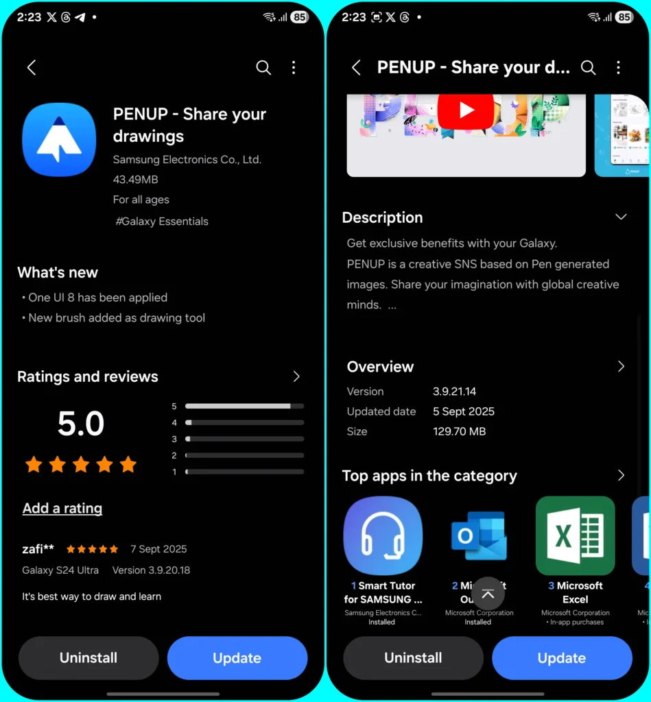 Samsung PENUP 3.9.21.14 Update