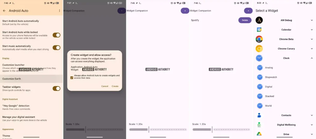 Android Auto Home Screen Widgets Settings