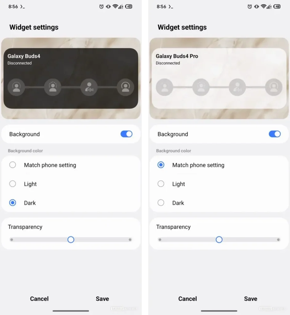 Galaxy Buds4 Pro Widget setting