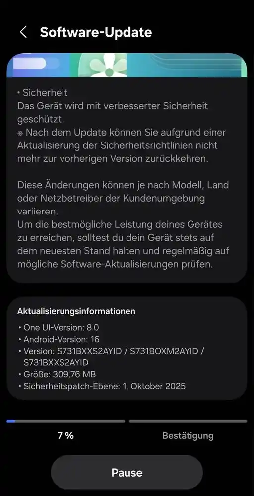 Galaxy S25 FE October Update