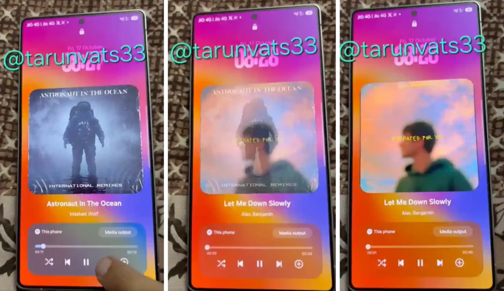 One UI 8.5 Music transition effect