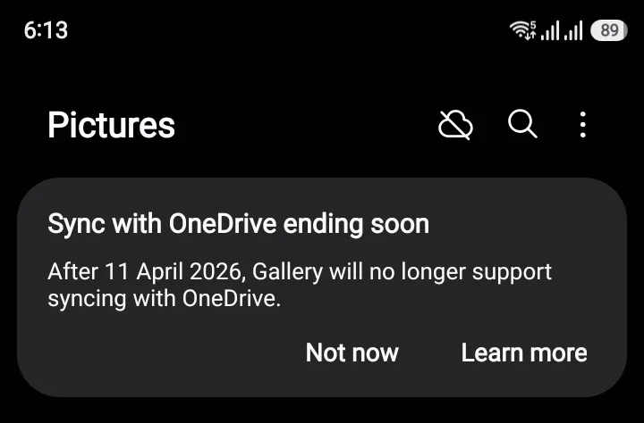 One UI 8.5 OneDrive ending soon screenshot
