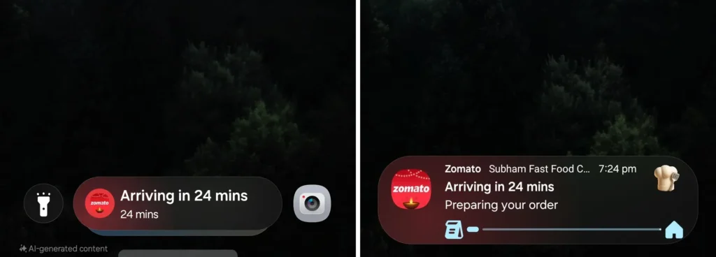 Zomato on Now Bar Samsung