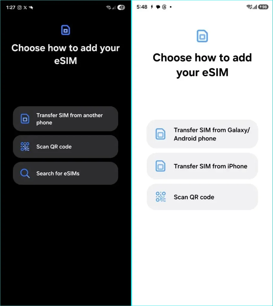 One UI 8.5 eSim Transfer