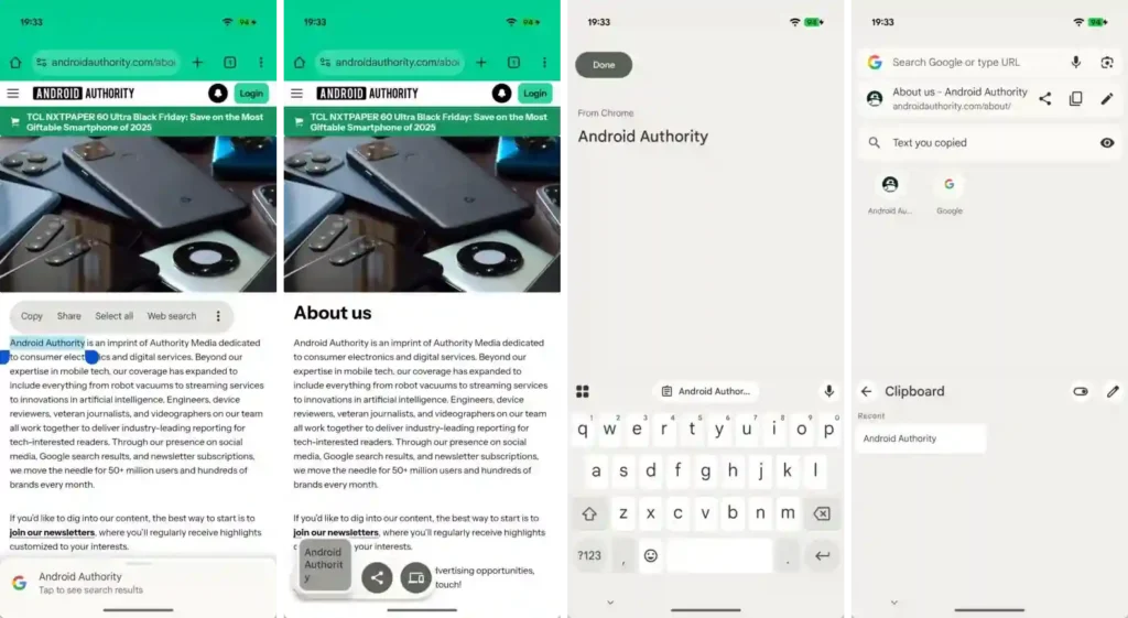 Copy button in Android context menu