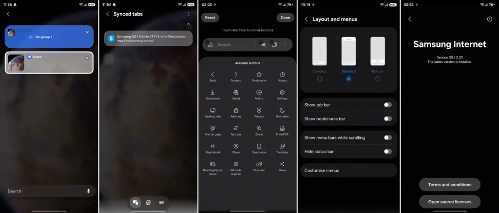 One UI 8.5 Internet App info