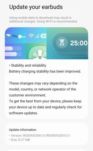 Galaxy Ear Buds update screenshot