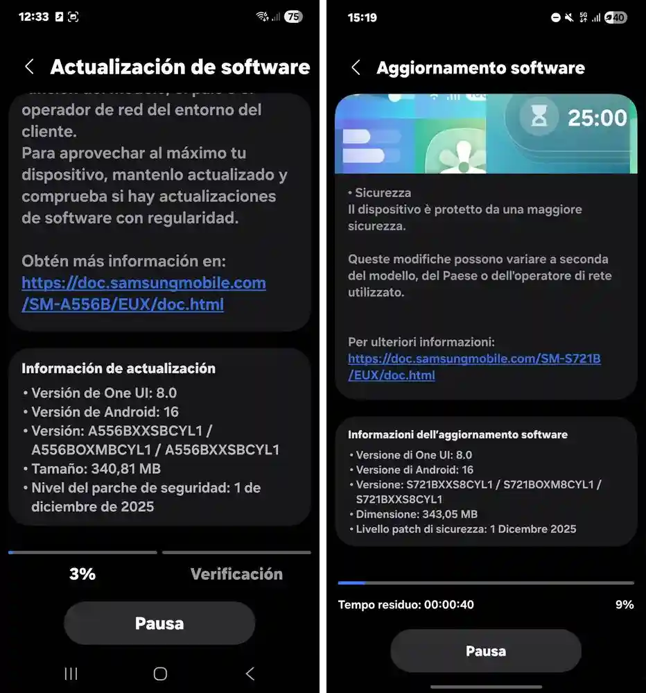 Galaxy A54 and S24 FE december update