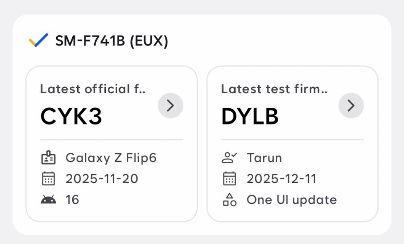 Galaxy Z Flip6 One UI 8.5 test firmware
