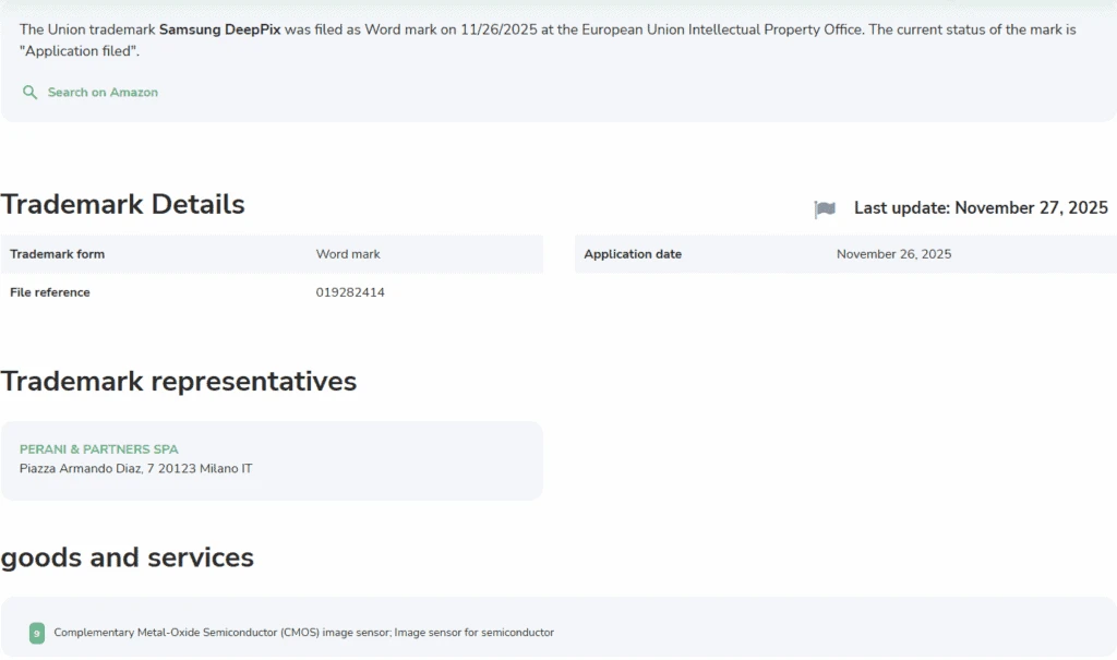 Samsung EU trademark new camera