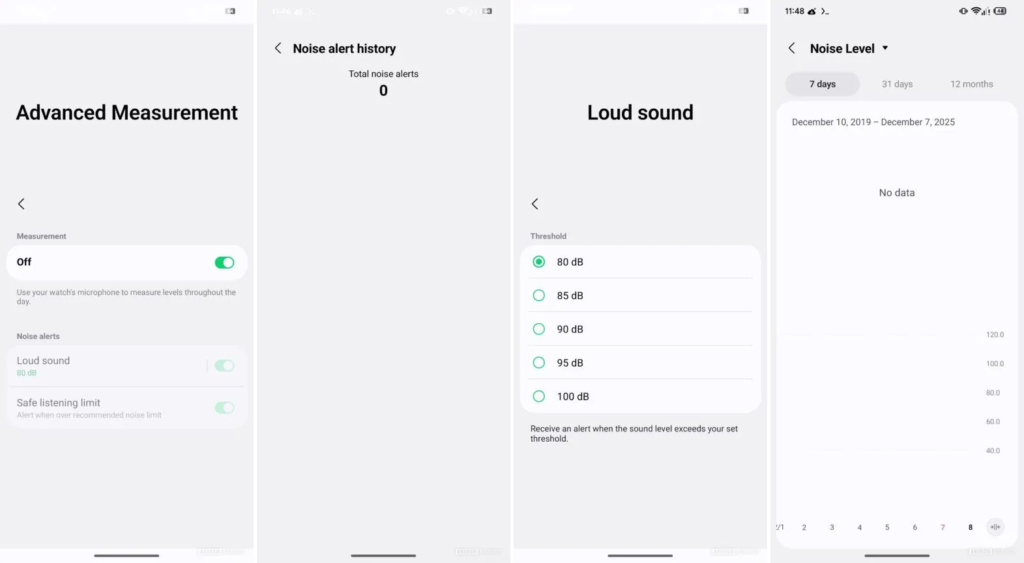 Samsung Health Noise Loud Sound