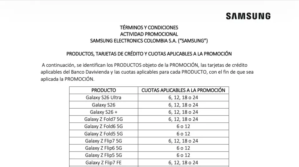 Samsung Electronics Colombia Product Galaxy S26 Series