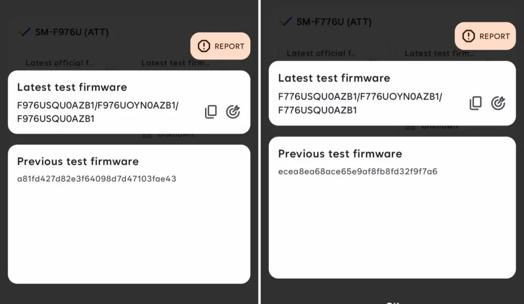Galaxy Z Fold8 and Flip8 One UI 9 test firmware