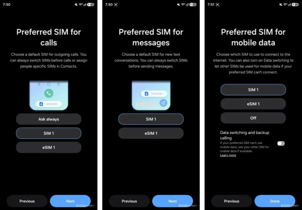 One UI 8.5 proffered SIM setting