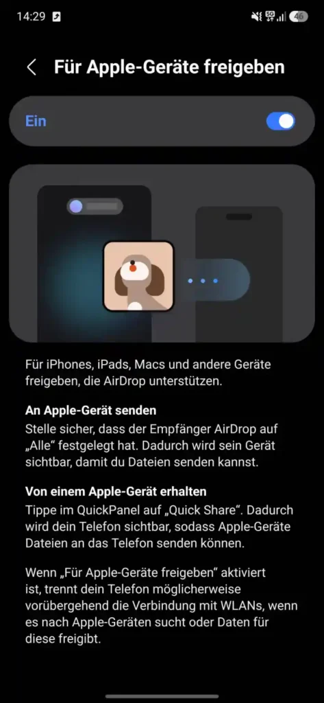 Samsung Quick Share AirDrop Update screenshot
