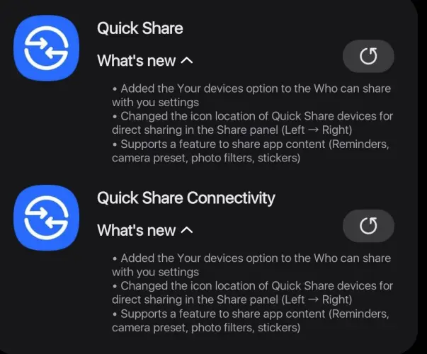 Samsung Quick Share AirDrop Update screenshot