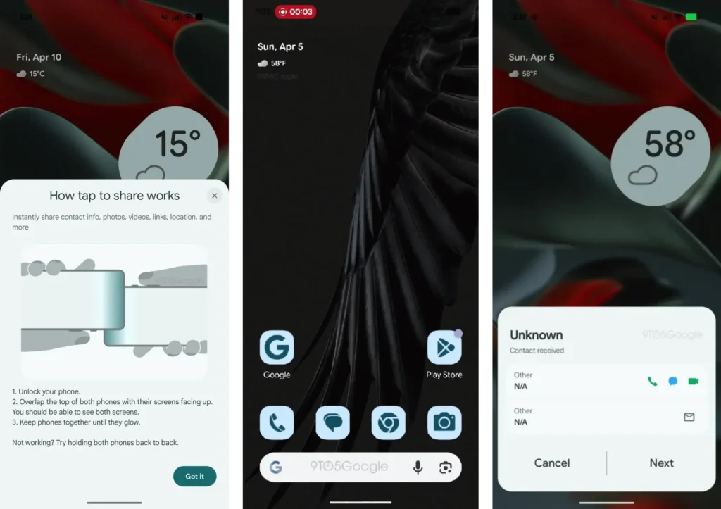 Android 17 tap to share