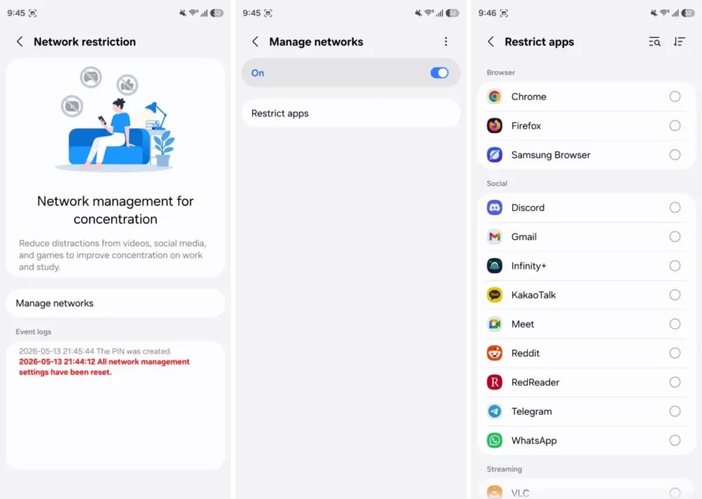 One UI 9 Network Management