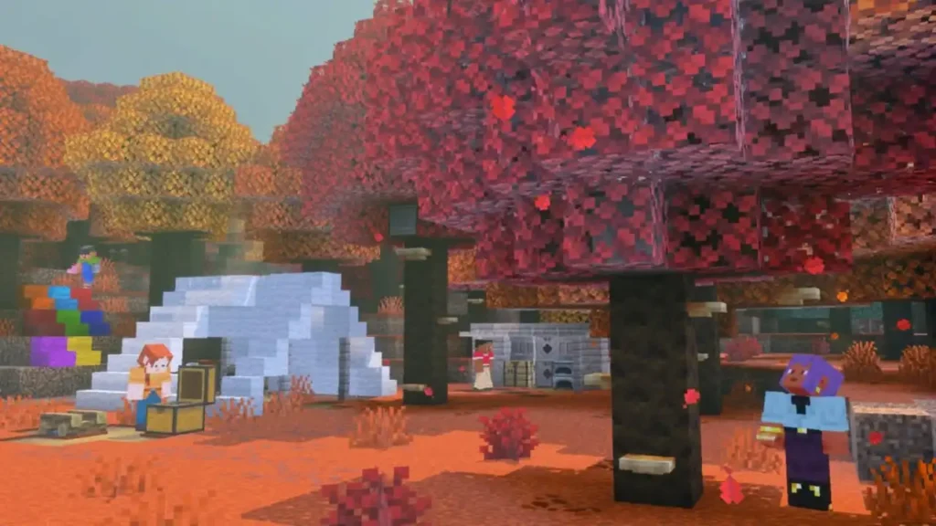Minecraft Bedrock Preview Abandoned Camp structure in the Dappled Forest