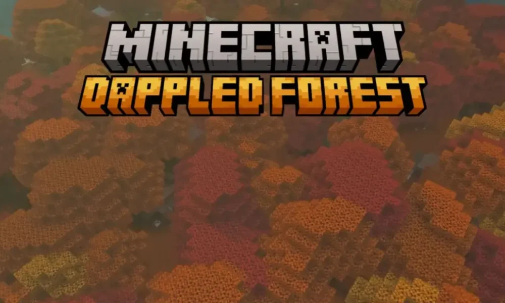 Minecraft Dappled Forest biome with orange and red poplar trees