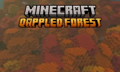 Minecraft Dappled Forest biome with orange and red poplar trees