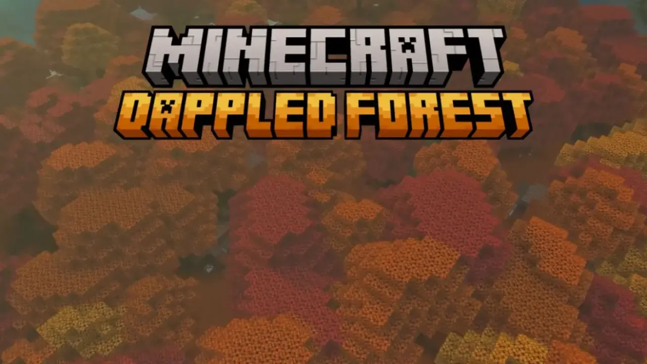 Minecraft Dappled Forest biome with orange and red poplar trees