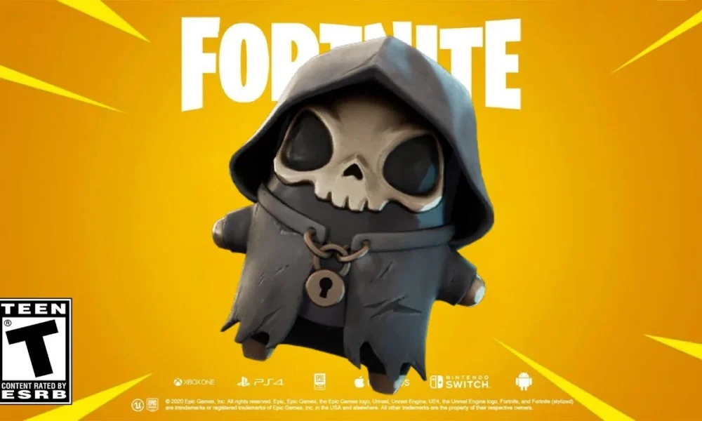 Fortnite Grim Reaper Sprite - companion floating beside a player on Shattered Coast