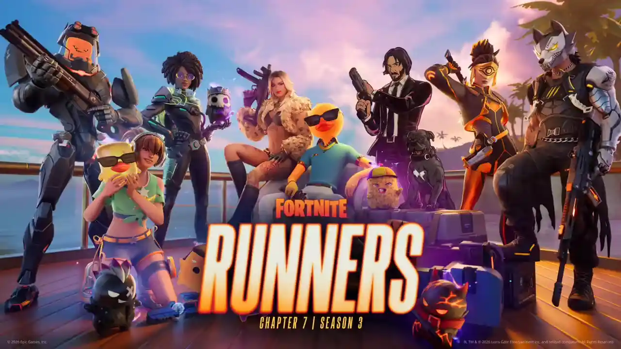 Fortnite Chapter 7 Season 3 Runners key art with countdown theme