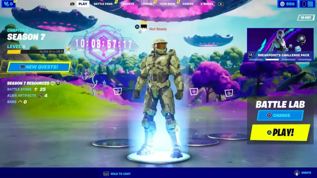 Fortnite Chapter 7 Season 4 release date countdown in Battle Pass menu