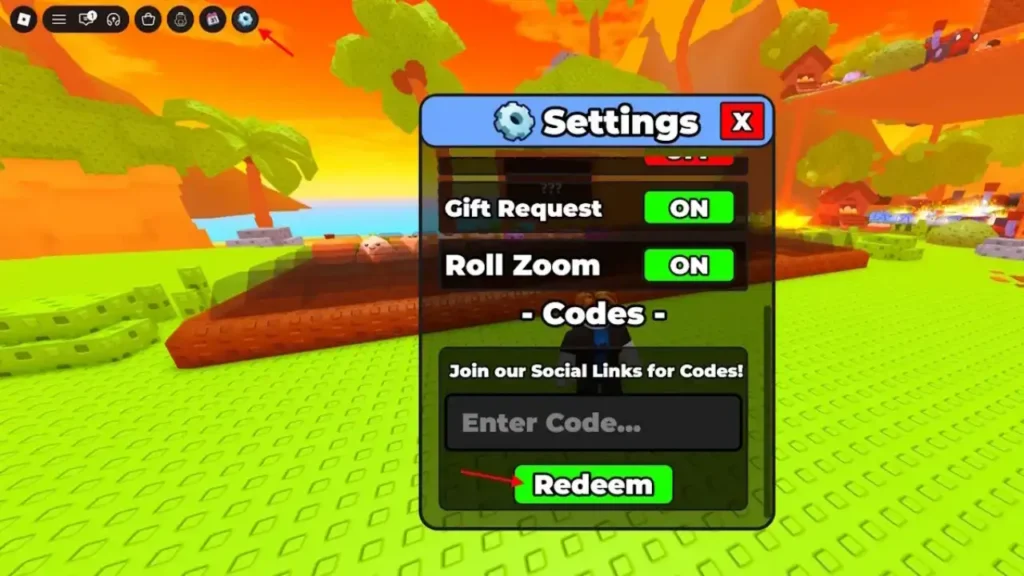 Build a Keyboard settings gear icon and code box
