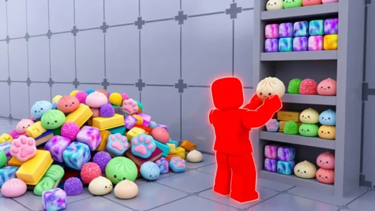Clean the Squishies codes - player sorting squishy toys onto shelves
